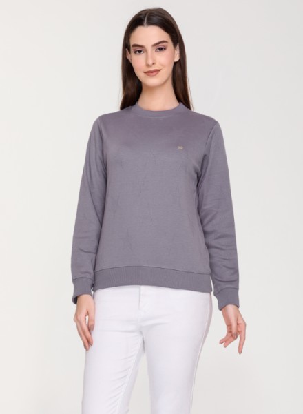 Unemode Solid Full Sleeve Round Neck Sweatshirt