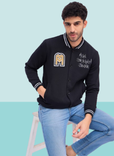 Array Printed Front Open Sweatshirt