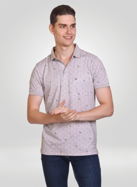 Men Lavender Polo Half Sleeve T-Shirt