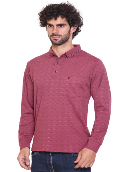 Men Light Pink Printed Polo T-shirt