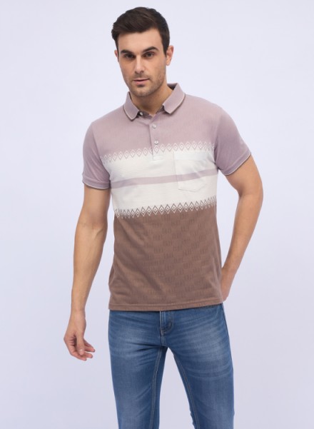 Mens Coffe Cotton Branded Polo T-Shirt