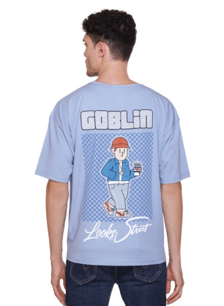 MENS SKY FORNT BACK PRINTED OVERSIZED TSHIRT