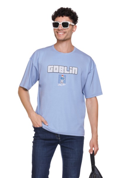 MENS SKY FORNT BACK PRINTED OVERSIZED TSHIRT