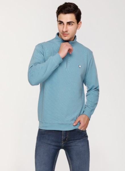 Array Solid Zipper Neck Sweatshirt