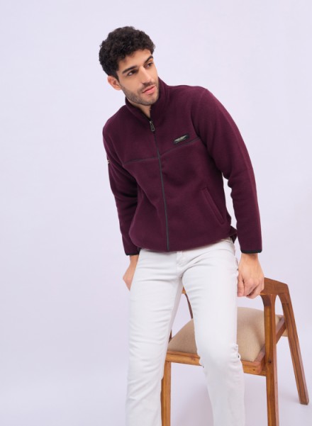 Mens Maroon Zipper  AntiPilling Sweatshirt