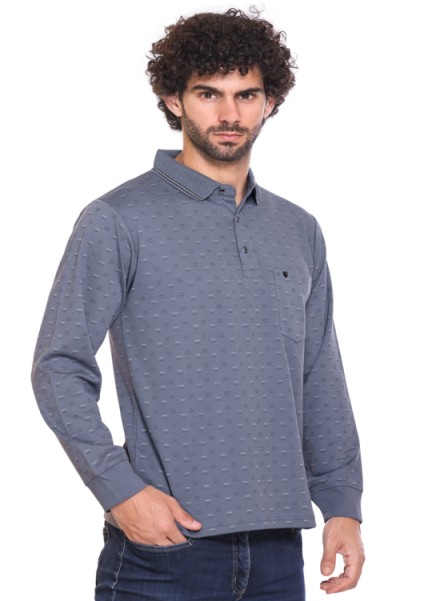 Men Light Blue Printed Polo T-shirt