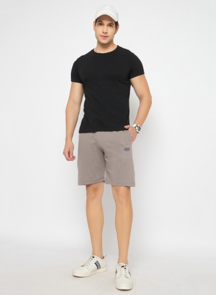 Men Camel Solid Regular Fit Shorts