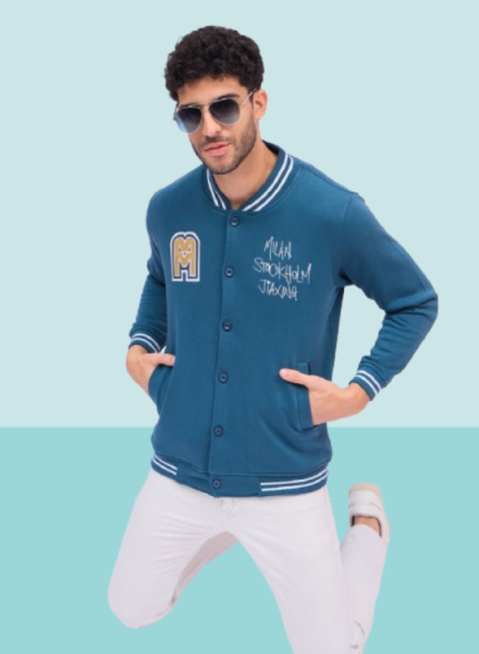Array Printed Front Open Sweatshirt