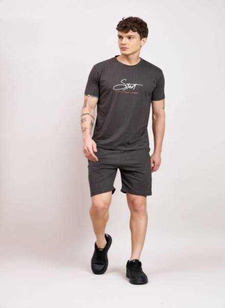 Mens Brown printed coord Set