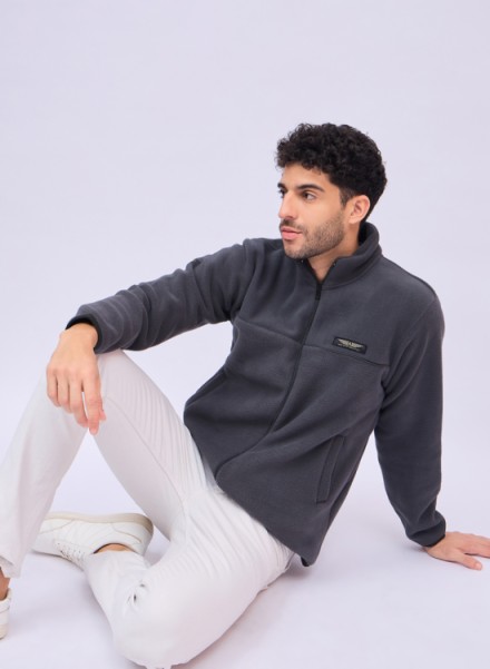 Mens grey Zipper  AntiPilling Sweatshirt