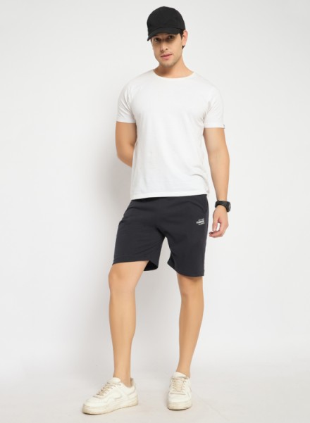 Men Grey Solid Regular Fit Shorts