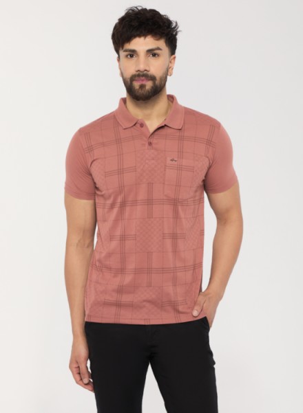 Men Peach Casual strip Printed Tshirt