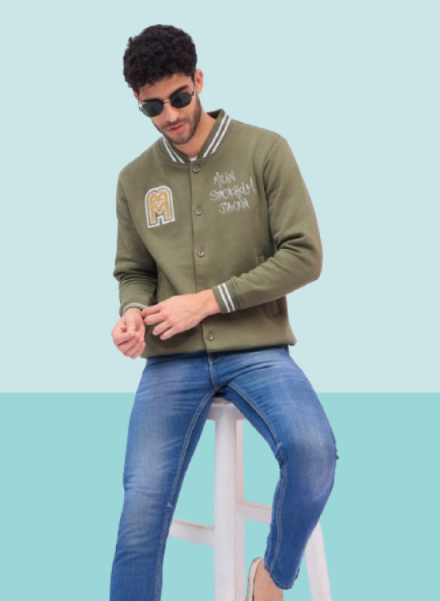 Array Printed Front Open Sweatshirt