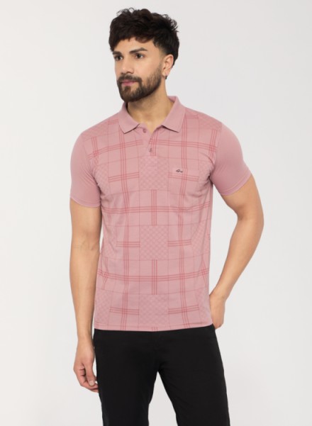 MenPink Casual strip Printed Tshirt