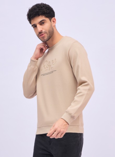 Men brown Casual Printed Sweatshirt