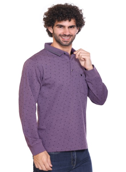 Men Lavender Printed Polo T-shirt
