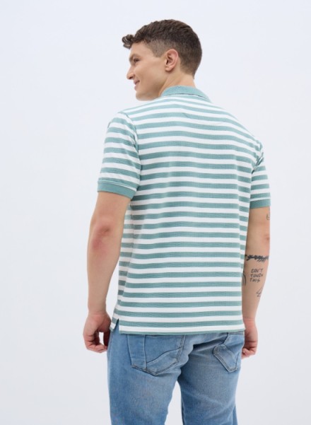Men Striped Polo T-Shirt