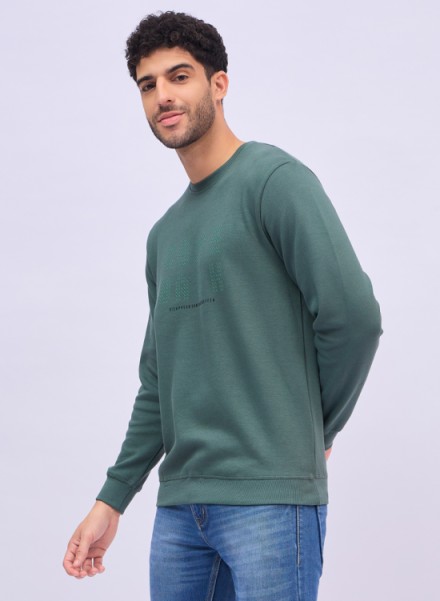 Men green Casual Printed Sweatshirt